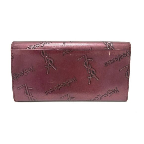 YVES SAINT LAURENT YSL logo all-over pattern Bifold Kisslock Long Wallet - Picture 2 of 16
